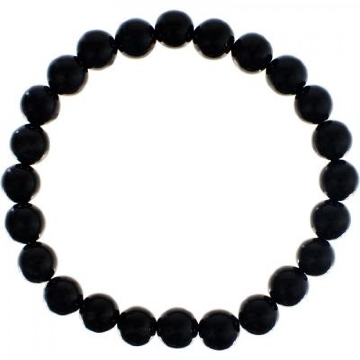 Bracelet Obsidienne noire billes 8mm sur élastique