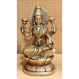 Statue Lakshmi en laiton 4pouces et demi
