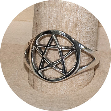 Bague Pentacle plain en argent sterling 925 – Protection