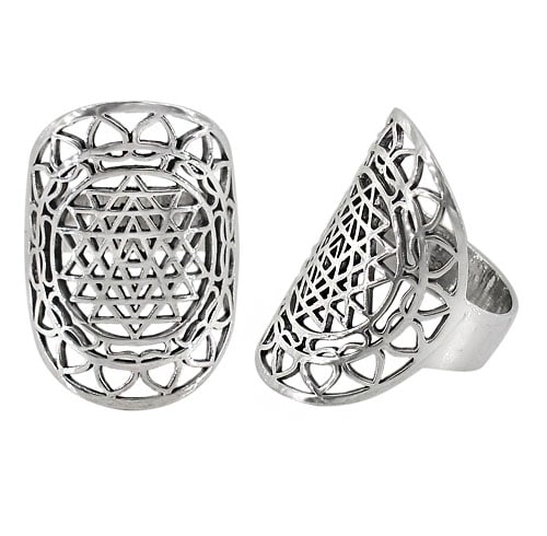Bague Sri Yantra en argent sterling 925 – 29 mm
