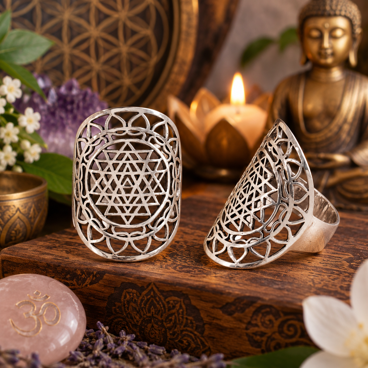 Bague Sri Yantra en argent sterling 925 – 29 mm, photo 2