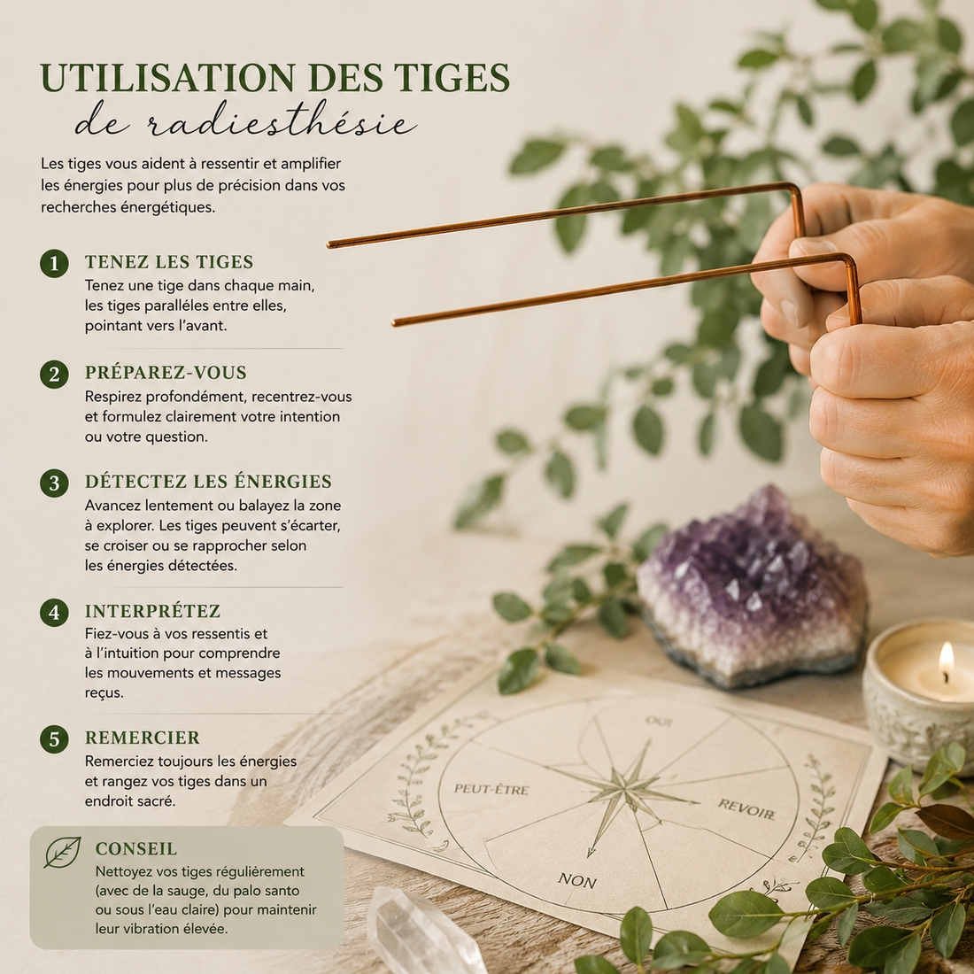 Baguettes de sourcier en cuivre – Radiesthésie et divination 9.5pouces