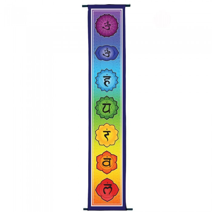 Banderole chakra fond bleu mauve foncé grand format
