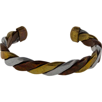 Bracelet torsadé tricolore en cuivre et laiton – Ajustable
