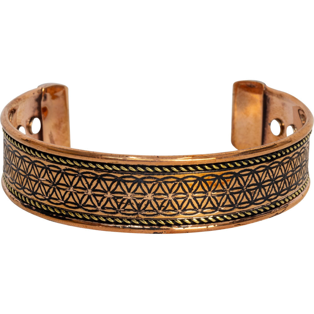 Bracelet magnétique Fleur de Vie en cuivre antique – avec aimants