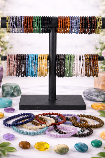 Bracelets avec pierre semi-précieuse (billes rondes 4mm)
