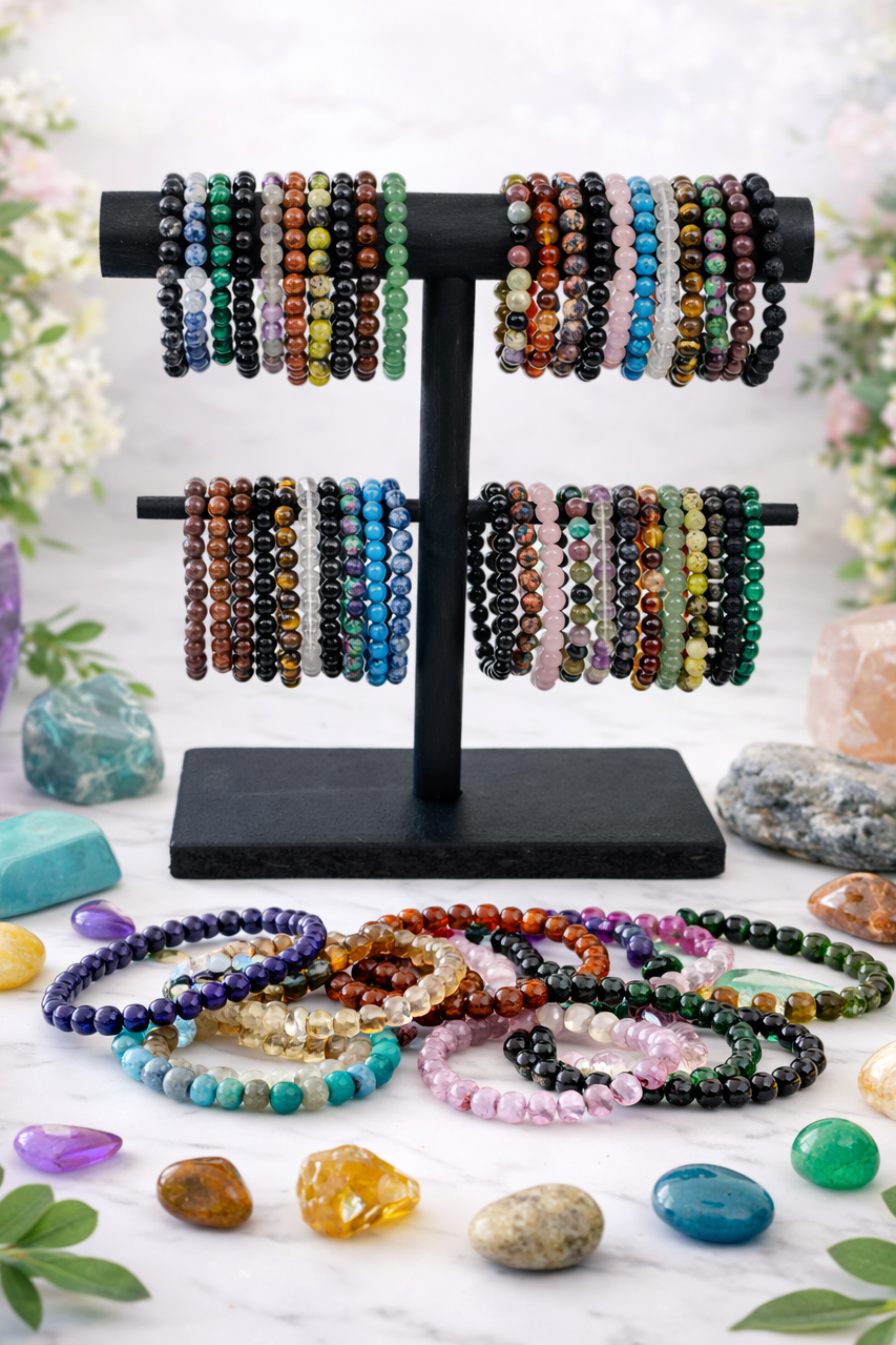 Bracelets avec pierre semi-précieuse (billes ronde 8mm)