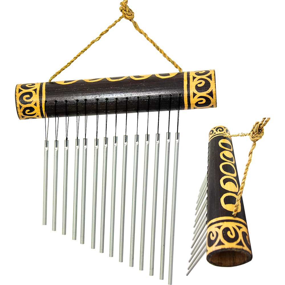 Carillon éolien Phases de la Lune en bambou et métal – Artisanal 7x8pouces