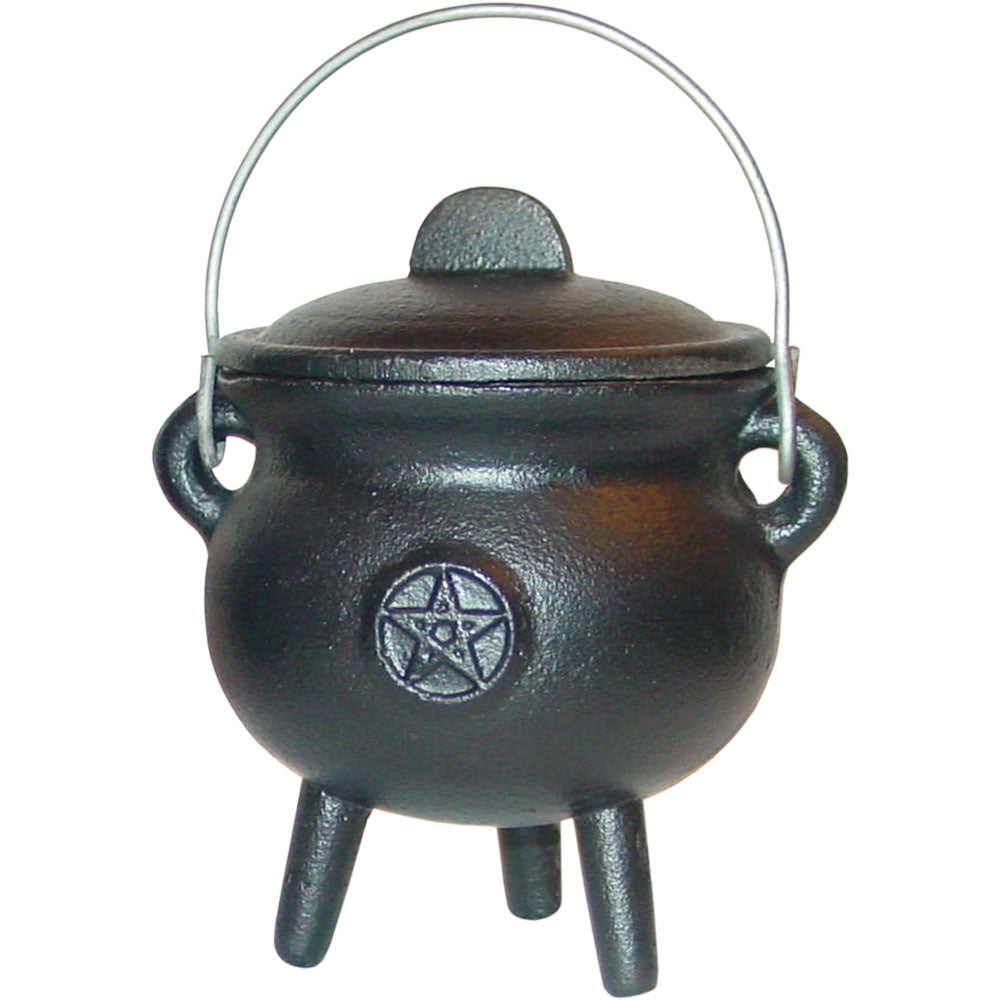 Chaudron en fonte avec pentacle pour encens et rituel. 3.5pouces