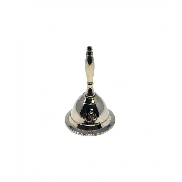 Cloche d'autel Om en métal argenté 3 pouces