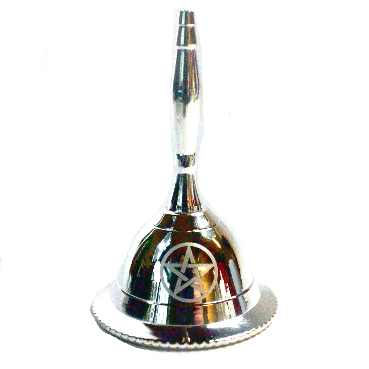 Cloche d’autel en métal argenté avec pentacle