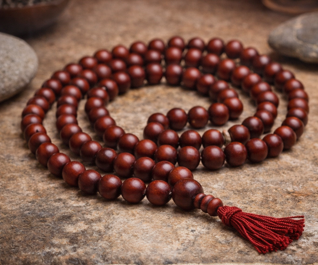 Mala de Prière en Bois de Santal Rouge 12mm