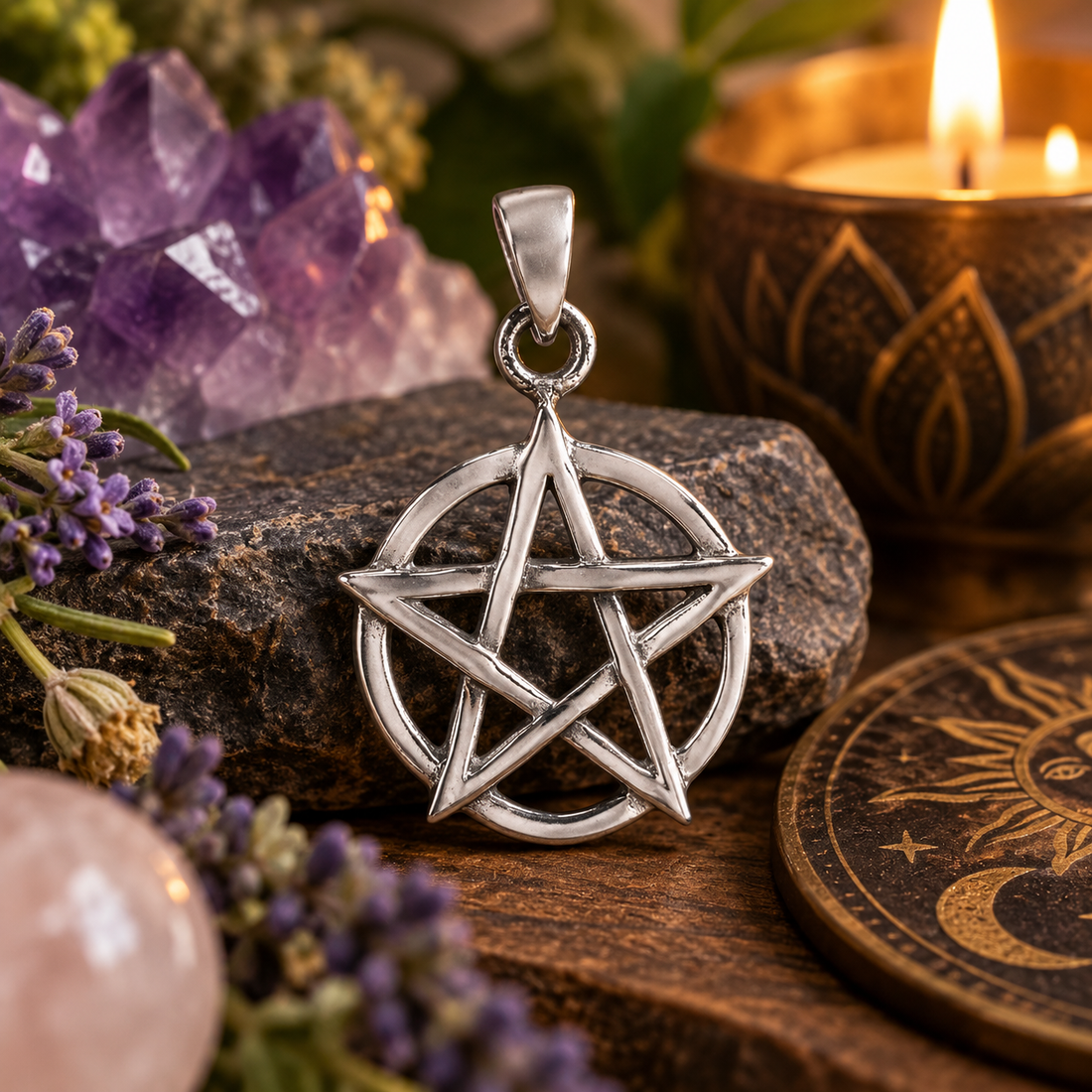 Pendentif Pentagramme en argent sterling 925 – 23 mm