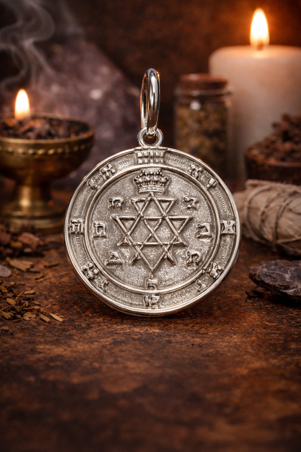 Pendentif Pentacle Harmonie du couple (en argent)